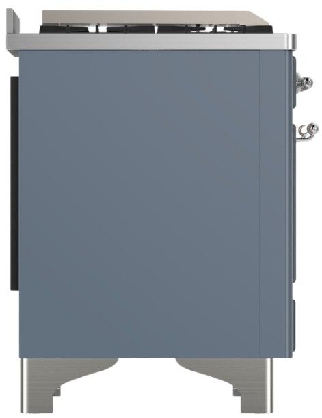 Ilve® Majestic III 48" Blue Gray Pro Style Dual Fuel Liquid Propane Range with 5 Black Brass Burners and Chrome Trim-3