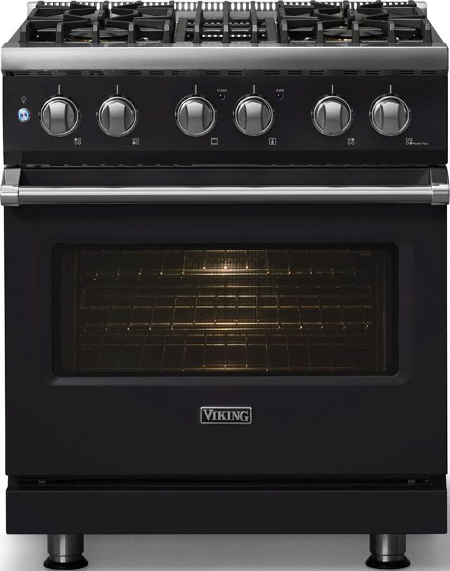 Viking® 5 Series 30" Onyx Pro Style Dual Fuel (NG) Range with Polished Chrome Trim-2