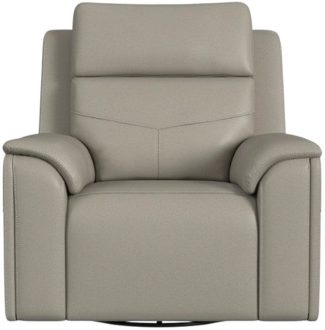Flexsteel® Vernon Dove Gray Power Swivel Glider Recliner-2