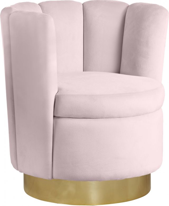 Meridian Furniture Lily Pink Velvet Swivel Chair-0