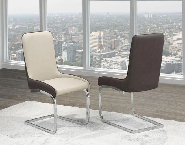Brassex Inc. Donatello 2-Piece Brown/Chrome Dining Chair Set-3