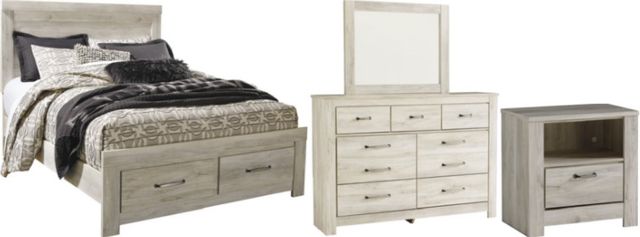 Signature Design by Ashley® Bellaby 4-Piece Whitewash Queen Storage Platform Bed Set-0