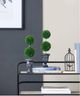 A & B Home 2-Piece Green Faux Double Ball-Shape Topiary with Black Pot Set-1