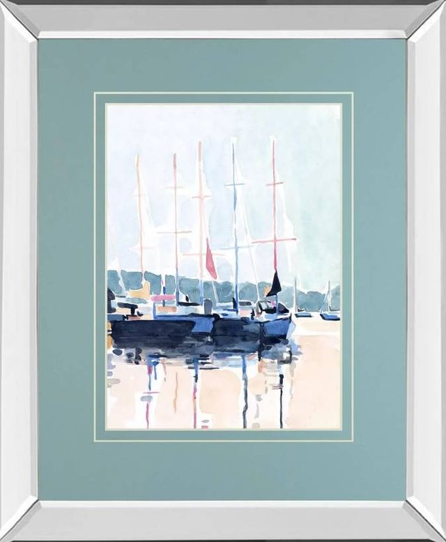 Classy Art Watercolor Boat Club I by Emma Scarvey Mirrored Frame Wall Art-0