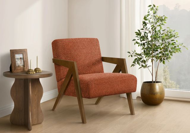 Monarch Specialties Inc. Brown Walnut/Red 30" Accent Chair-1