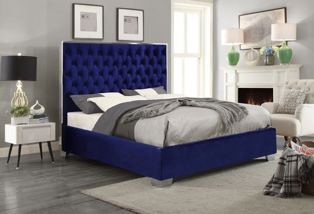 Meridian Furniture Lexi Navy Queen Bed-1