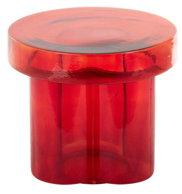 Deco Marche Red Accent Table with Cylinder Base-2
