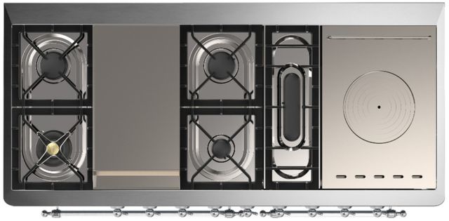 Ilve® Majestic III 60" Glossy Black Pro Style Dual Fuel Natural Gas Range with French Top and Chrome Trim-3