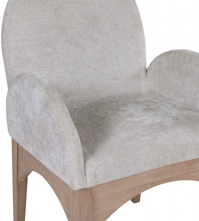Meridian Furniture Waldorf Gray/Natural Chenille Upholstered Dining Arm Chair-3