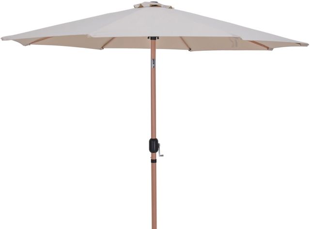 Meridian Furniture Fiji Beige/Teak/White Aluminum Outdoor Patio Umbrella and Base-1