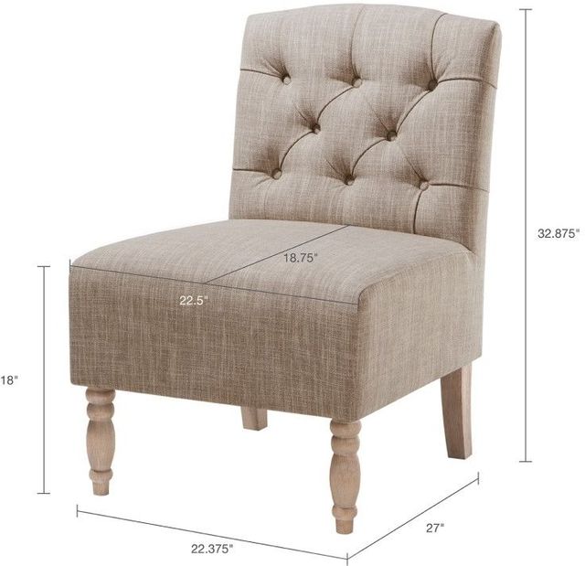 Olliix by Madison Park Beige Lola Tufted Armless Chair-2
