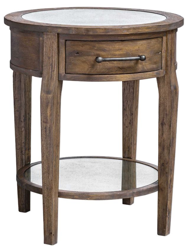 Uttermost® Raelynn Glass Top Lamp Table with Weathered Pecan Base-0