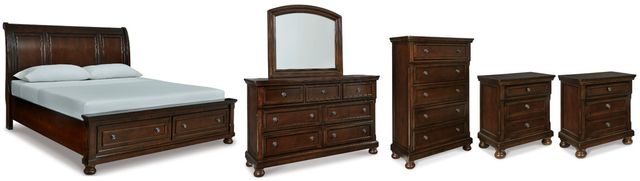 Millennium® by Ashley Porter 6-Piece Rustic Brown California King Sleigh Bed Set-0