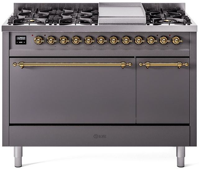 Ilve® Nostalgie II Series 48" Graphite Matte Pro Style Dual Fuel Range-0
