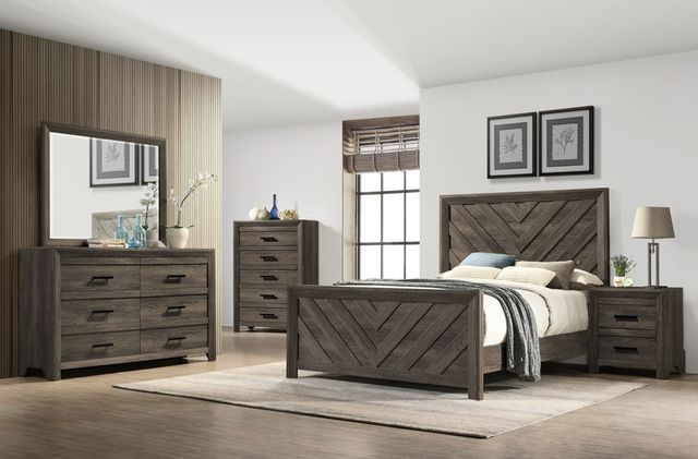 Elements International Eleanor Mocha Gray Queen Panel Bed-1