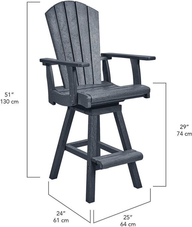 C R Plastics Generation Line Chocolate Swivel Pub Chair-2