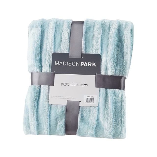 Olliix by Madison Park Duke 1 Blue Long Fur Throw-2