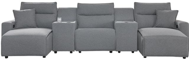 Signature Design by Ashley® Modmax II 5-Piece Pepper/Salt Power Reclining Sectional with Double Chaise and Consoles-0