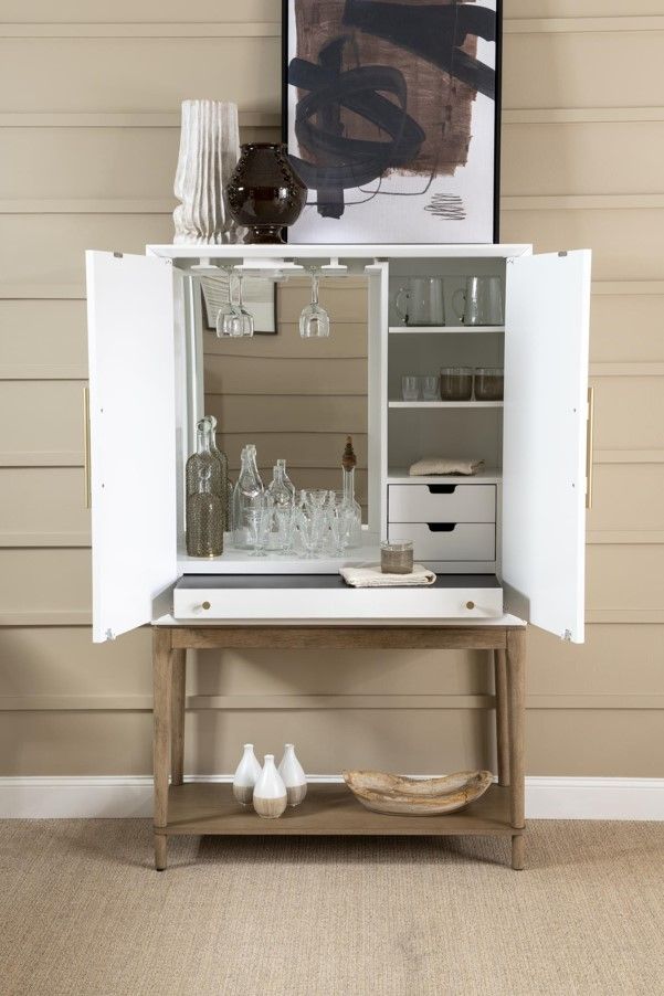 Legacy Classic Melrose Cloud White/Dessert Oak Bar Console-2
