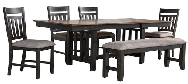 New Classic® Home Furnishings Harrisburg 6-Piece Brown/Charcoal Table Set-0