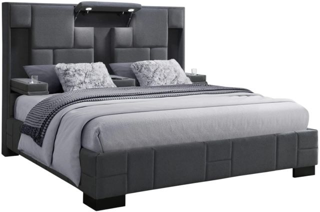 Global Furniture USA Oscar Dark Gray 8 Queen Panel Bed No Wood Trim-0