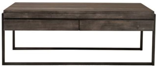 Liberty Furniture Gateway Weathered Gray Cocktail Table with Black Metal Frames-1