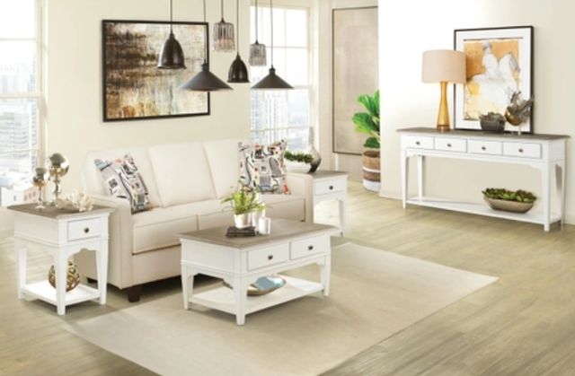 Riverside Furniture Myra Natural End Table with Paperwhite Base-1