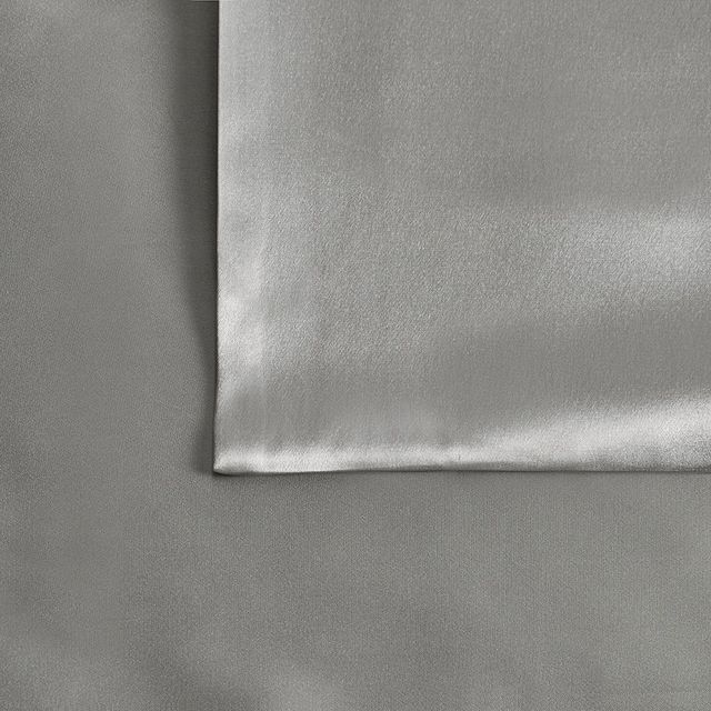 Olliix by Madison Park Silk 100% Mulberry Single Grey King Pillow Case-3