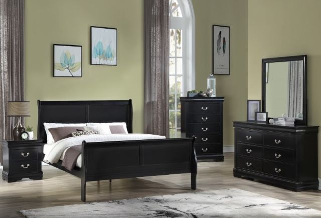 Crown Mark Louis Philip Black Youth Twin Sleigh Bed-1