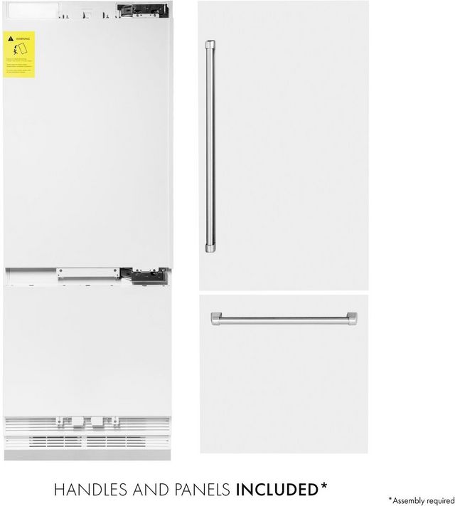 ZLINE 30 in. 16.1 Cu. Ft. White Matte Built In Bottom Freezer Refrigerator-4