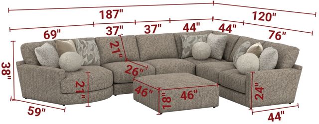 Jackson Furniture Turner 6-Piece Mushroom Modular Sectional with Ottoman-2