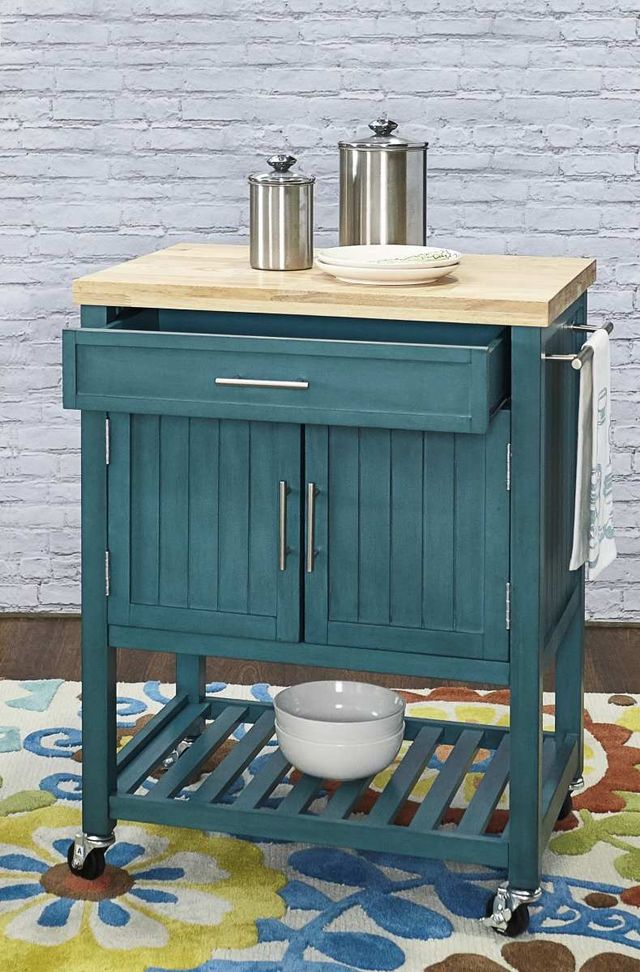 Powell® Conrad Teal Kitchen Cart-2