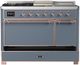 Ilve® Majestic III 48" Blue Gray Pro Style Dual Fuel Liquid Propane Range with 5 Black Brass Burners and Copper Trim-4