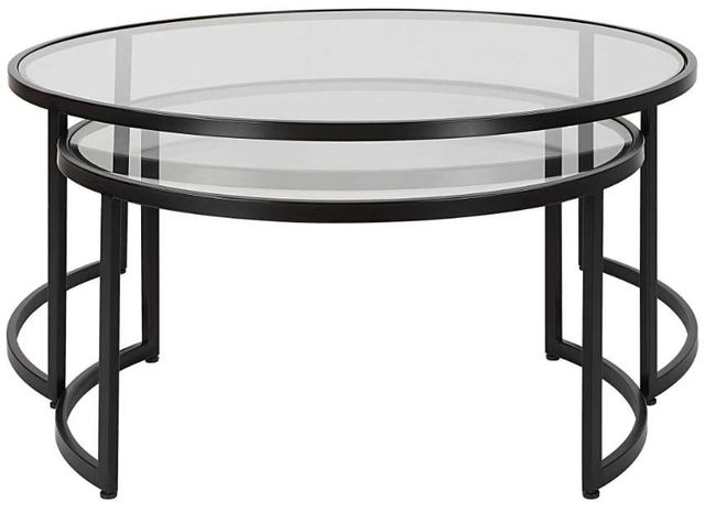 Uttermost® Rhea 2-Piece Glass Top Nesting Coffee Table Set with Satin Black Base-3