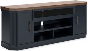 Front view of the Signature Design by Ashley® Landocken Light Brown/Dark Slate Blue 83" TV Stand