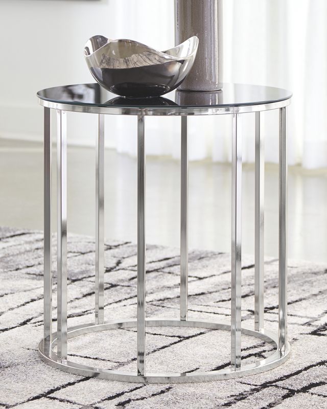 Signature Design by Ashley® Clenco Black/Chrome Round End Table-2