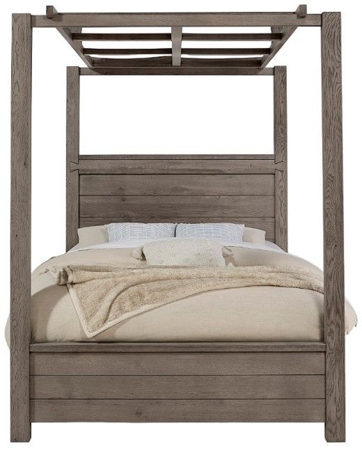 Artisan & Post by Vaughan-Bassett Dovetail Mystic Gray King Mirrored Panel Canopy Bed -1