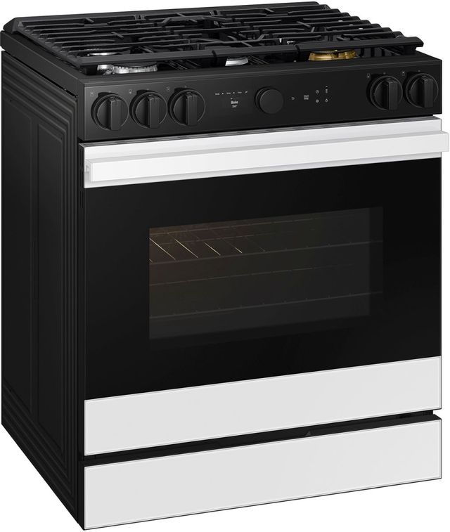 Samsung Bespoke 30" White Glass Slide In Gas Range-2