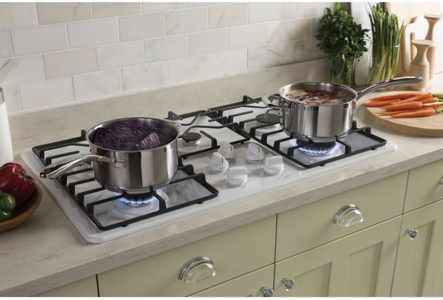 GE® 36" White Built-In Gas Cooktop-4