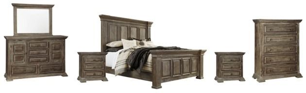 Signature Design by Ashley® Wyndahl 6-Piece Rustic Brown California King Panel Bed Set-0