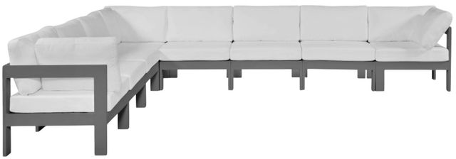 Meridian Furniture Nizuc 8-Piece Dark Gray/White Aluminum/Fabric Outdoor Patio Modular Sectional-3