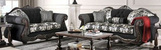 Furniture of America® Ronja 2-Piece Black Living Room Set-0