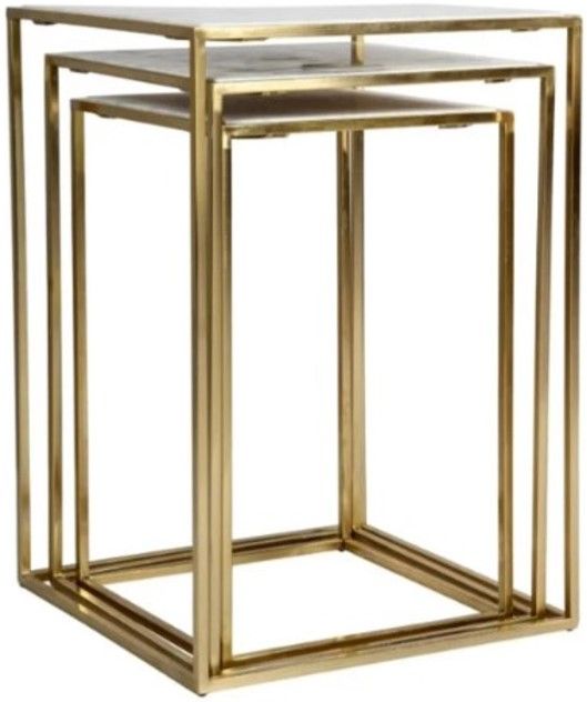 Jofran Inc. Global Archive Sorrento 3-Piece White Nesting Table Set with Gold Base-0