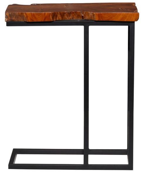Deco Marche Brown Accent Table with Black Base-2