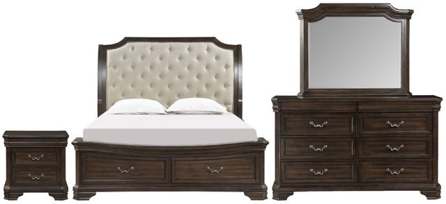 New Classic® Home Furnishings Lyndhurst 4-Piece Walnut California King Panel Bedroom Set-0