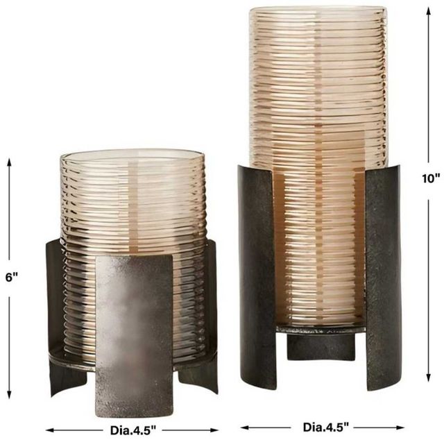 Uttermost® Fluted Fire 2-Piece Dark Bronze Candleholder Set-3