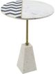 A & B Home Brass Inlay With Black Pattern Side Table with Marble Base-0
