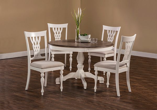 HH2 Home Bayberry 5-Piece White Round Dining Set-0