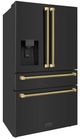 ZLINE Autograph Edition 36" 21.6 Cu. Ft. Black Stainless Steel Counter-Depth French Door Refrigerator with Water and Ice Maker in Fingerprint-Resistant and Polished Gold Helix Handles-2