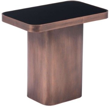 Zuo® Modern Marcos Black Top Side Table with Antique Bronze Base-0